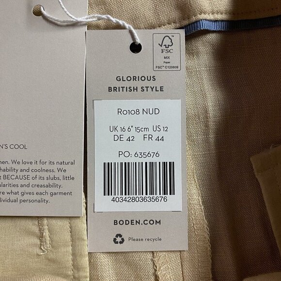 Boden 100% Linen Pleat Shorts 6” Inseam High Waisted - Picture 9 of 16